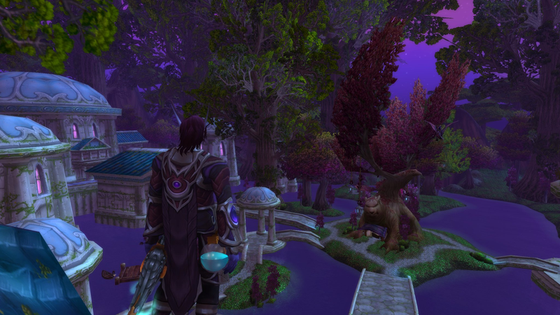 My current WoW main logging out of Darnassus for one last time before it got set on fire.